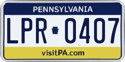 PA license plate LPR0407