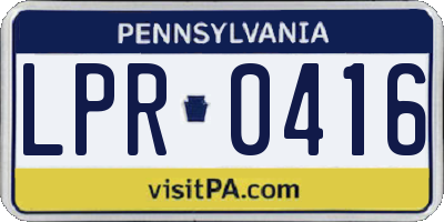 PA license plate LPR0416