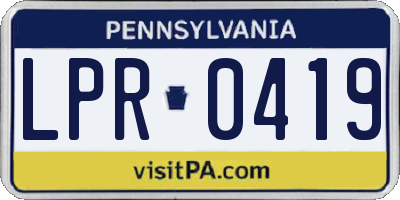 PA license plate LPR0419