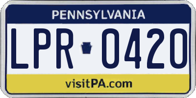 PA license plate LPR0420
