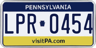 PA license plate LPR0454