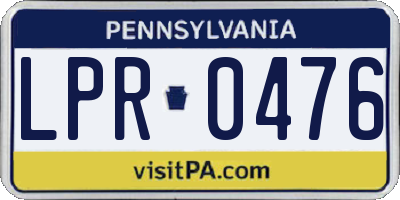 PA license plate LPR0476