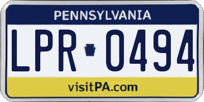 PA license plate LPR0494