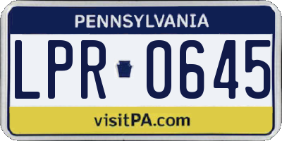 PA license plate LPR0645