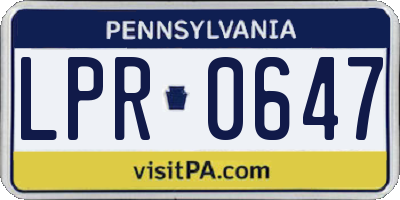 PA license plate LPR0647