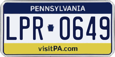 PA license plate LPR0649