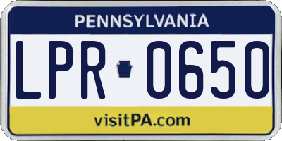 PA license plate LPR0650