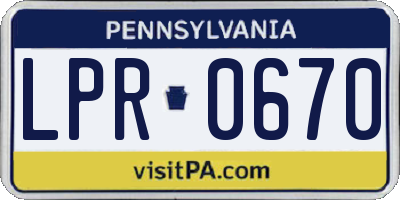 PA license plate LPR0670