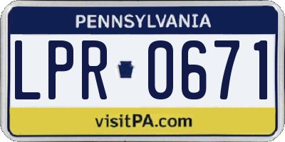 PA license plate LPR0671