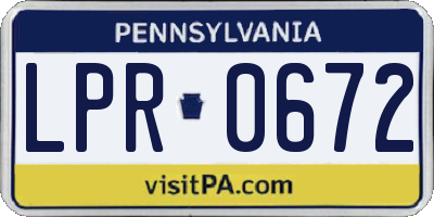PA license plate LPR0672