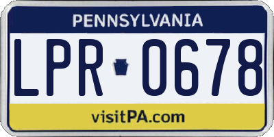 PA license plate LPR0678
