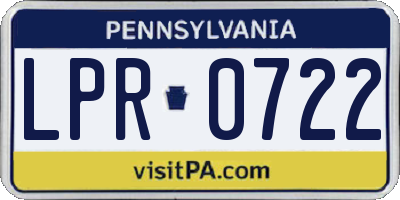 PA license plate LPR0722