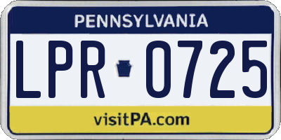 PA license plate LPR0725