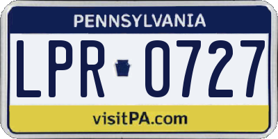 PA license plate LPR0727