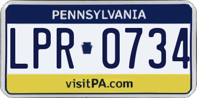 PA license plate LPR0734
