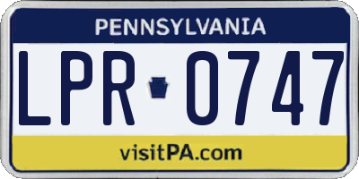PA license plate LPR0747