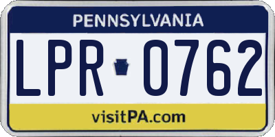 PA license plate LPR0762