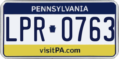 PA license plate LPR0763