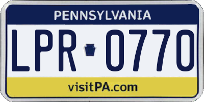 PA license plate LPR0770