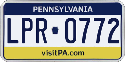 PA license plate LPR0772