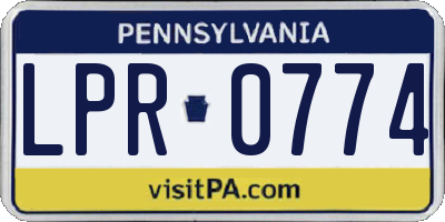 PA license plate LPR0774