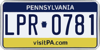 PA license plate LPR0781