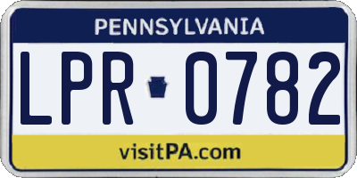 PA license plate LPR0782