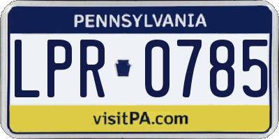 PA license plate LPR0785