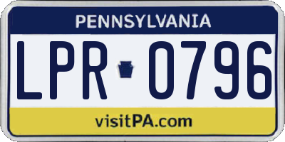 PA license plate LPR0796