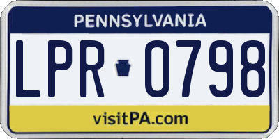 PA license plate LPR0798