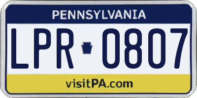 PA license plate LPR0807