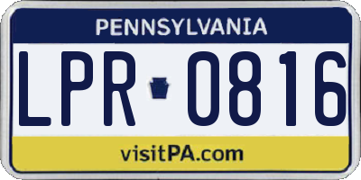 PA license plate LPR0816
