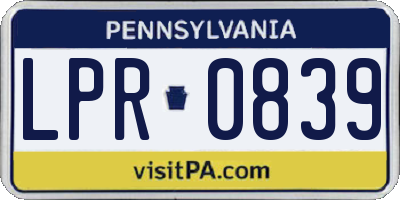 PA license plate LPR0839