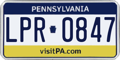 PA license plate LPR0847