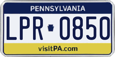 PA license plate LPR0850