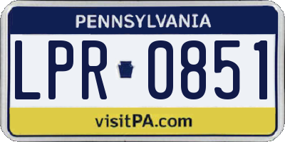PA license plate LPR0851