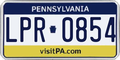 PA license plate LPR0854