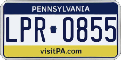 PA license plate LPR0855