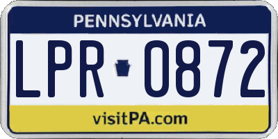 PA license plate LPR0872