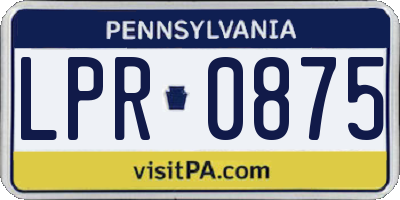 PA license plate LPR0875