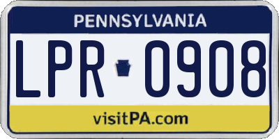 PA license plate LPR0908