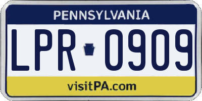 PA license plate LPR0909