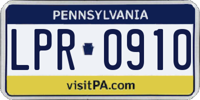 PA license plate LPR0910