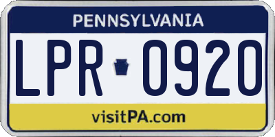PA license plate LPR0920