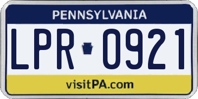 PA license plate LPR0921