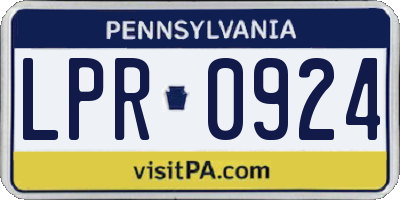 PA license plate LPR0924