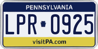 PA license plate LPR0925