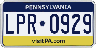 PA license plate LPR0929