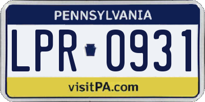 PA license plate LPR0931