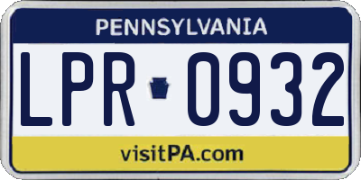 PA license plate LPR0932